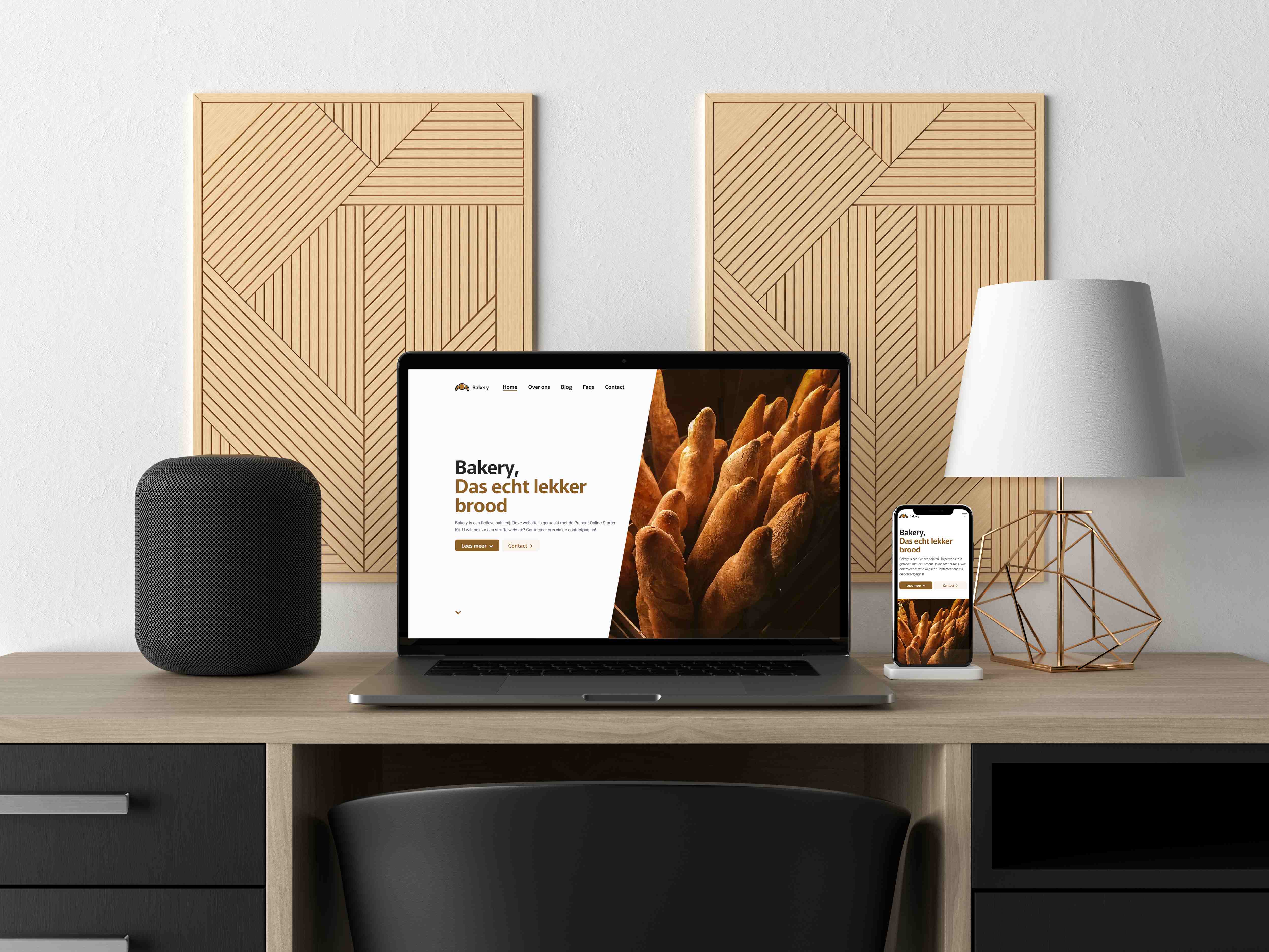 Present Online case Bakery decorative mockup as preview
